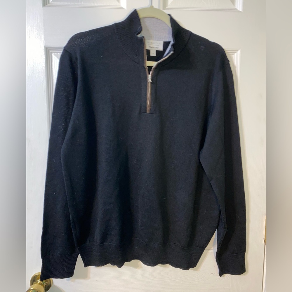 Classic‎ Charcoal Gray Zip-Up Merino Wool Sweater for Men
